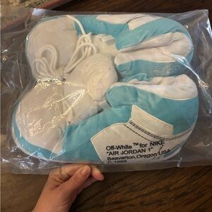 Off-White x Nike Air Jordan 1 Blue and White Slippers